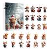 Christmas Tree Pendant Decoration Set Advent Calendar, 24 Day Countdown Box with Highland Cow Creative Souvenir for Family Acrylic Pendants,
