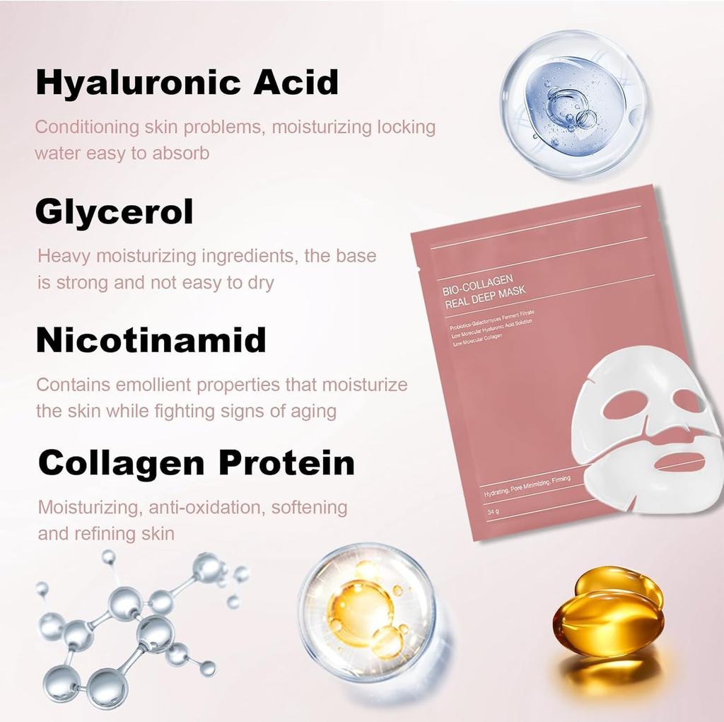 HITWA® Bio-Collagen Overnight Face Mask for Deep Hydration, Pigmentation, Anti-Aging & Pore Minimizing, Elasticity Pore Perfecting & Hydrating, Pa