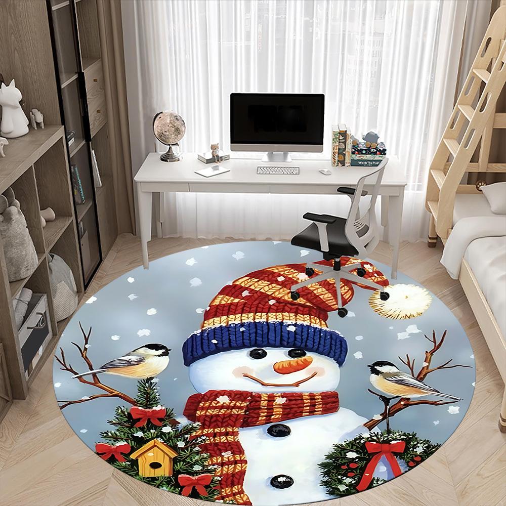 1pc Snowman Christmas Chair Carpet for Office, Soft, Non Slip Polyester Mat, Office, Entryway, Living Room, Bedroom