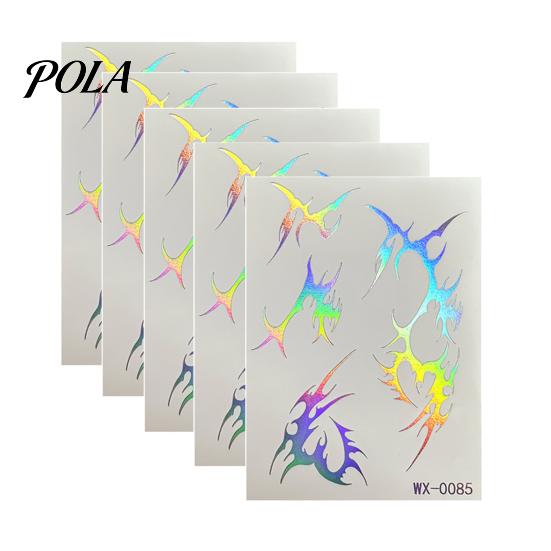 5 Sheets Holographic Lightning Tattoos, Waterproof Flash Temporary Stickers, Full Color Body Art for Festival Party Sale Goods