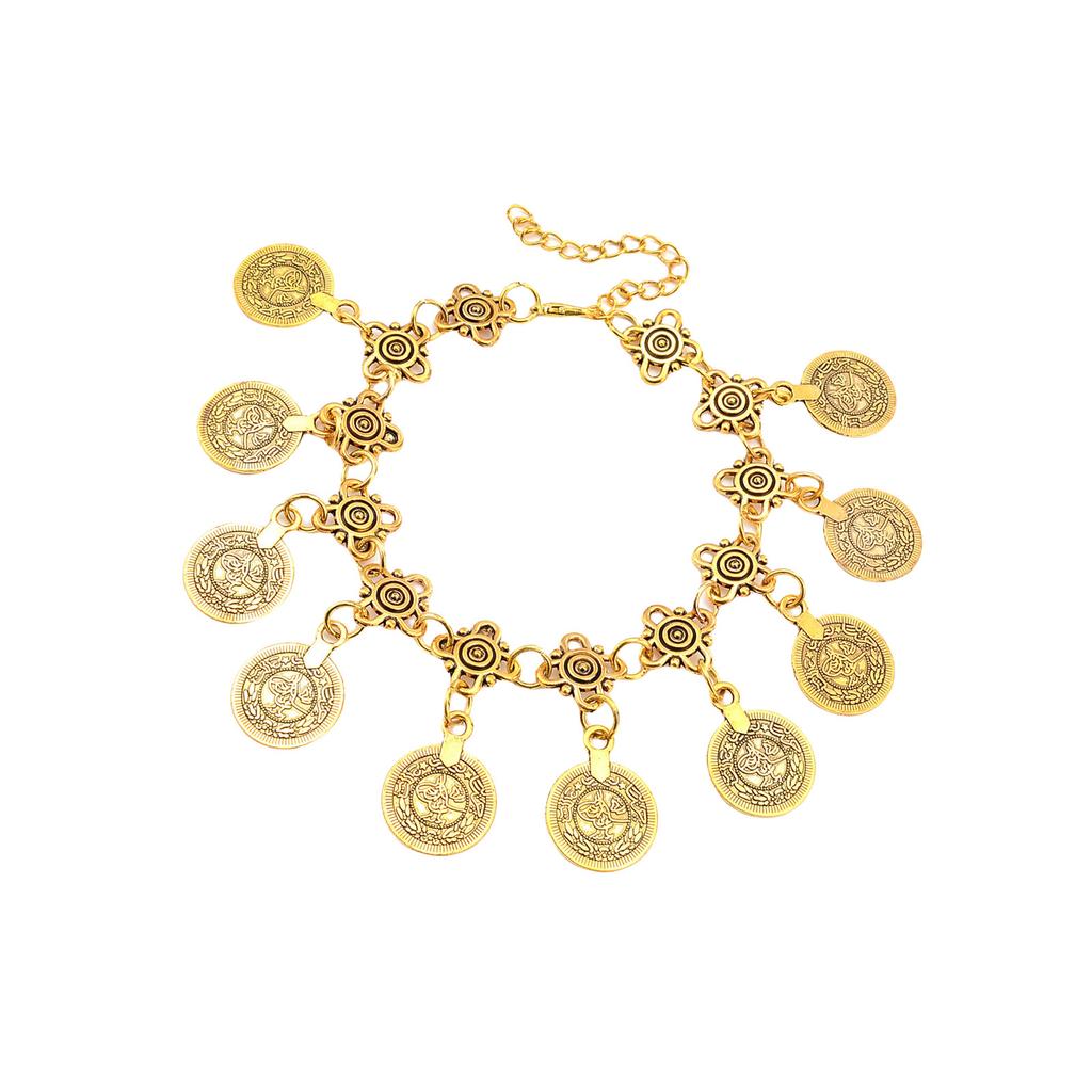 Ethnic Tribal Coin Tassels Anklet Chain for Women Foot Chain with Adjustable Length Accessories for Beach and Dance