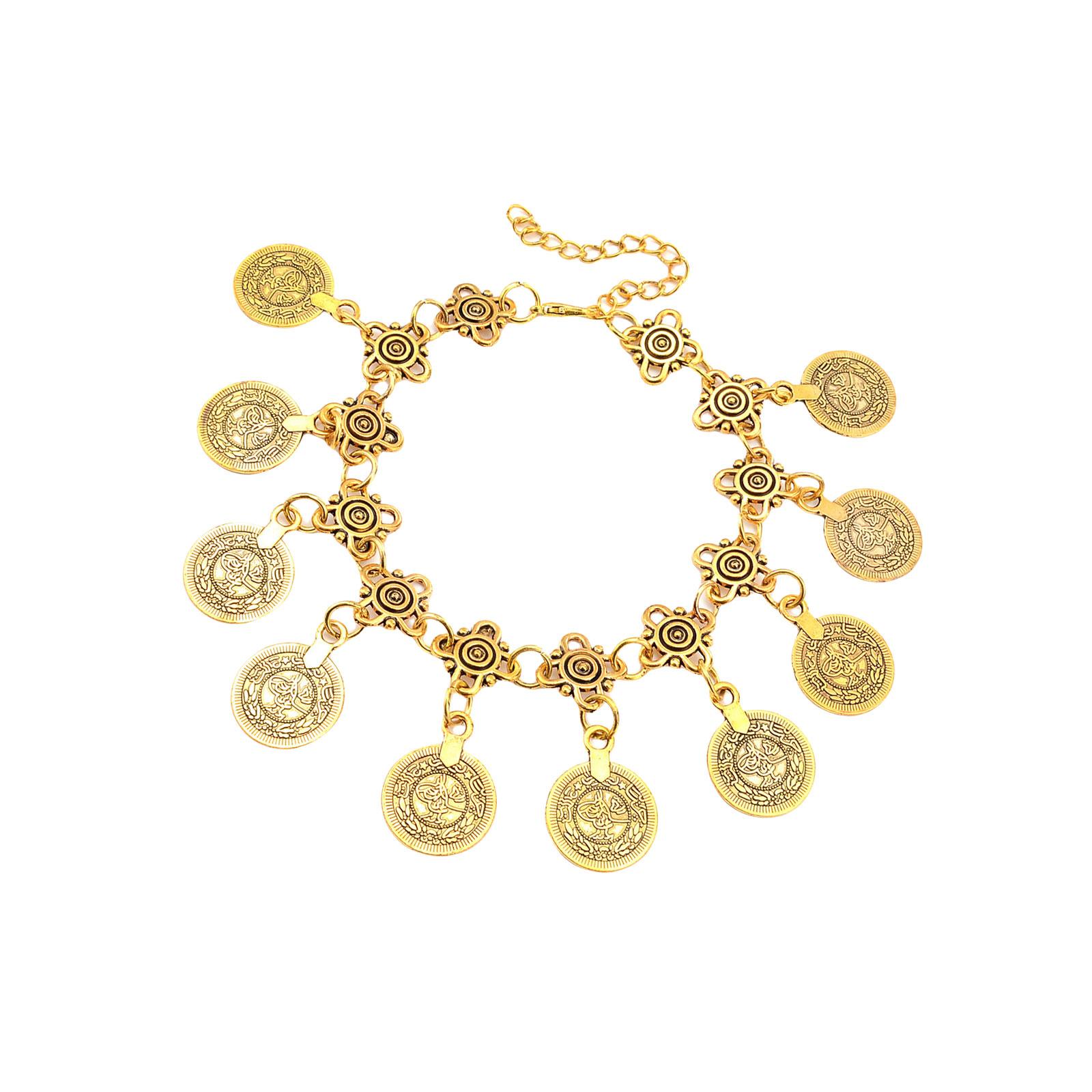 

Этническая племенная монета кисточки браслет на лодыжку цепь для женщин цепочка на ногу с регулируемой длиной аксессуары для пляжа и танцев золотой