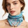 Elegant Luxury Floral Print Silk Scarf Magnetic Buckle Neck Covers Scarf  Neck Decorative