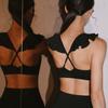[Lace Series] 2025 New Arrival Ruffles Sports Shockproof Gathering Bra Workout Top Female