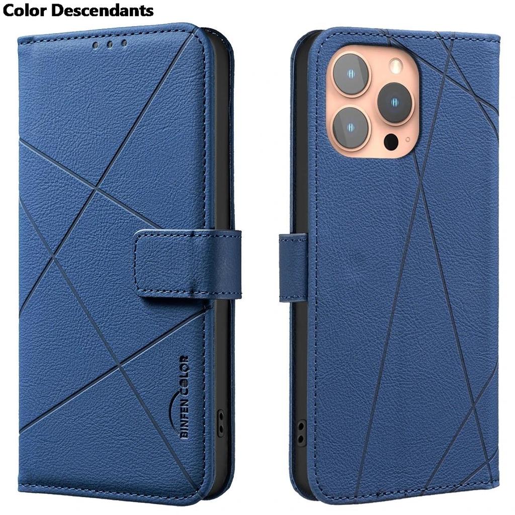 Flip Wallet Leather Cards Solt Book Case For iPhone 16 Pro Max 15 Plus 14 13 12 11 16E Embossed Lines Bag Business Phone Cover