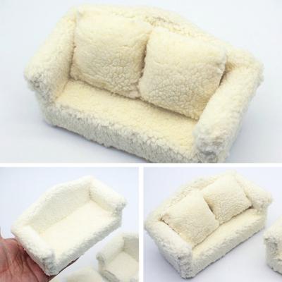 Miniaturcouch 1:Mini-Haus-Sofa im Maßstab 12, Plüsch, Miniaturmöbel, Puppen, Wohnaccessoires, Foto-Requisiten, Geschenk für Jungen und Mädchen
