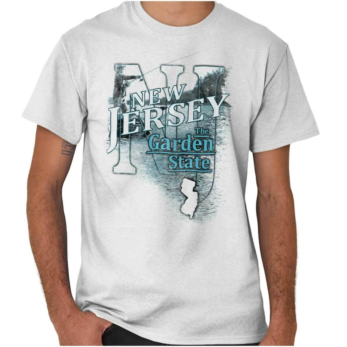 New Jersey Fishing Lake Souvenir Travel NJ Adult Short Sleeve Crewneck Tee M