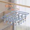Rotatable Stainless Steel Clothes Drying Rack with 18 Windproof Rubber-Coated Clips for Socks and Underwear