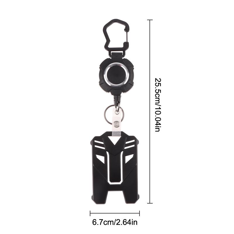 Retractable Badge Holder Heavy Duty Badge Clip Carabiner Keychain ID Card Holder Outdoor Steel Wire Rope Buckle Spring Keyring