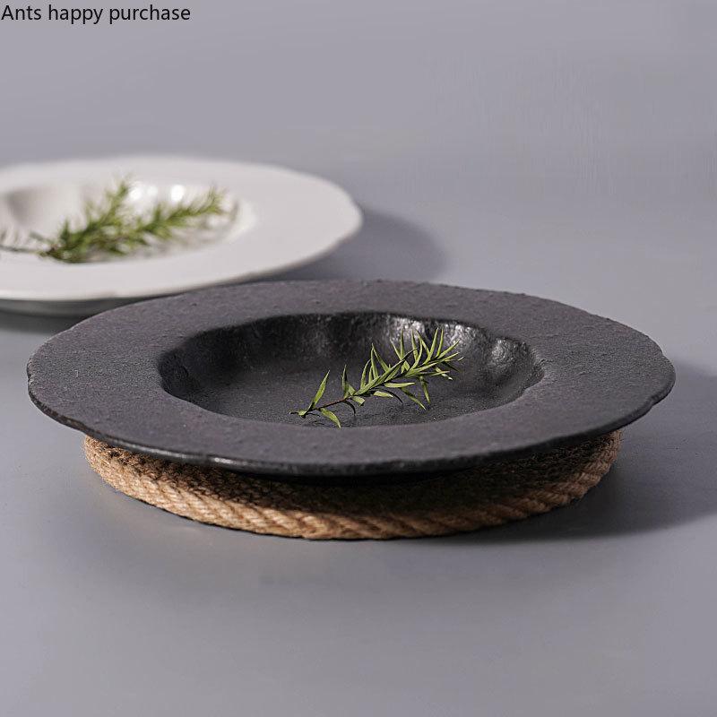 White Ceramic Dinner Plate Restaurant Tableware Dessert Plate Soup Plates Fruit Salad Bowl Dim Sum Dish Snack Tray Western Plate