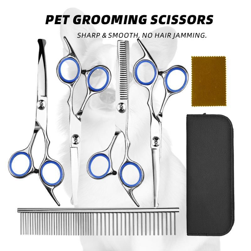 Professional Stainless Steel Pet Grooming Scissors - Safe and Anti-Scratch for Cats and Dogs