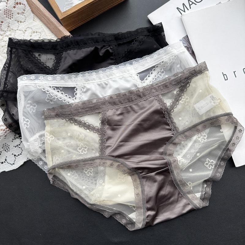 Ladies Spring and Summer Senior Feeling In The Waist Mesh Ice Silk Hollow Sexy Underwear