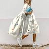 European American Trendy Floral Print Womens Mid Sleeve Dress