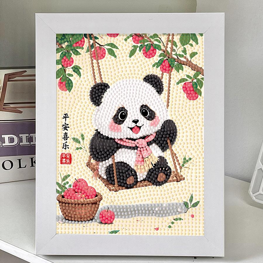Diy Diamond Sticker Animal Panda Persimmon Ruyi Series Children'S Handmade Material Bag Diamond Embroidery National Treasure Frame Painting