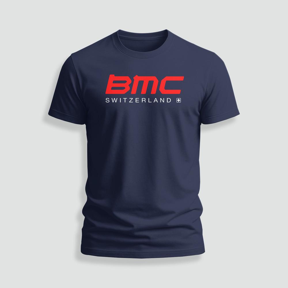 BMC Switzerland Логотип велосипеда смешная футболка Размер S-5XL Сделано в США Унисекс футболка XXL