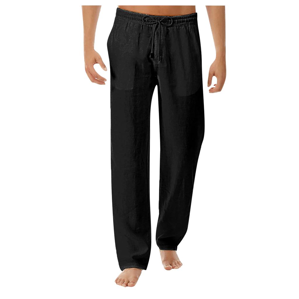 Men's Casual Loose And Comfortable Casual Pants Cotton Linen  Drawstring Trousers