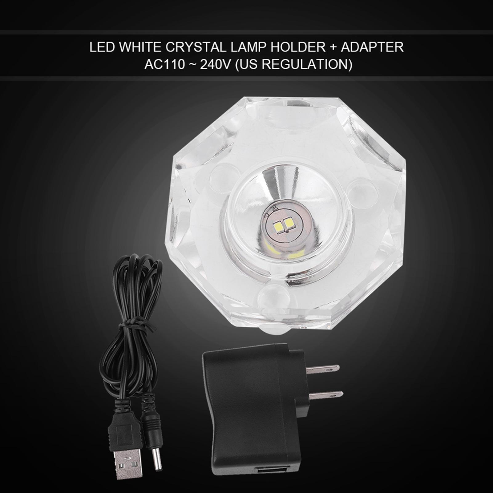 

Transparent LED Lamp White Light Crystal Glass Display Base Stand Holder Round with