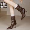 Hot Selling High-quality  Pointed Toe Women Boots High Heels Leather Shoes Winter 2025 Sexy  Fashion Chelsea Short Boots