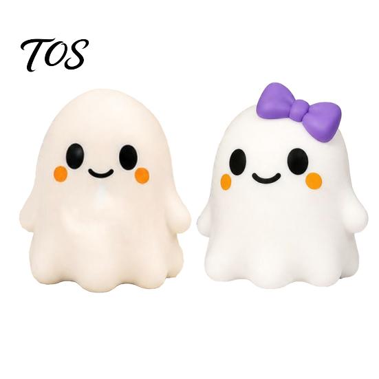Ghost Sensory Toys Halloween Bow Squeeze Toy, Stress Relief Cartoon Gadget Soft Stretchy Party Favors for Adults Kids Fidget Balls