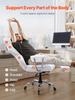 Reclining Office Chair with Footrest, Heavy Duty PU Leather Wide Office Chair, Big and Tall Executive Office Chairs with Lumbar Support, Strong Metal