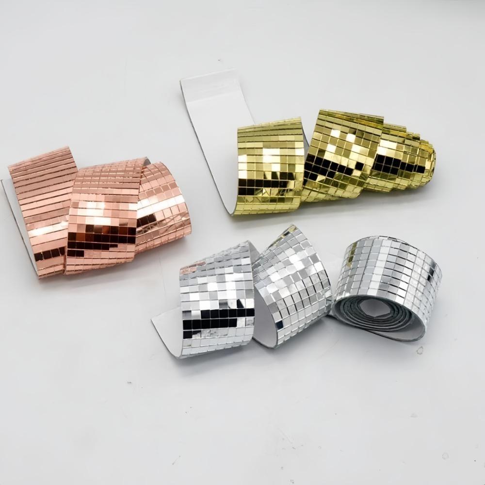 4x100cm Creative DIY Glass Mirror Stickers Mosaic Glass Self-adhesive Mirror Wall Stickers 3D Background Wall Mirror Decoration