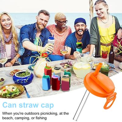 Getränkedosendeckel mit Strohhalmen, BPA-freie, wiederverwendbare Dosenabdeckungen für Standard-Getränkedosen, BPA-freier Camping-Dosendeckel zum Schutz vor Verschütten