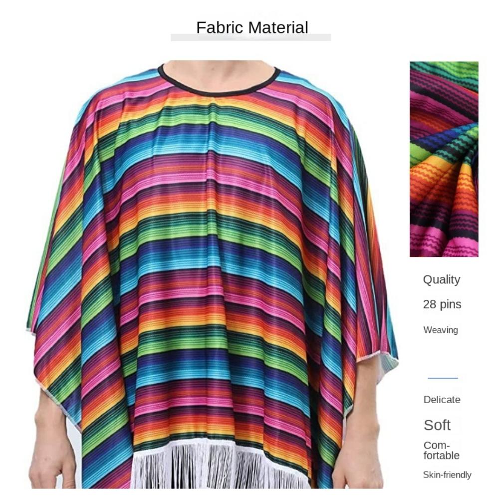 Etnisk Kappa Mexikansk Kostym Halloween Mexikansk Poncho Mexikansk Stil Kappa Mantel Semesterfest