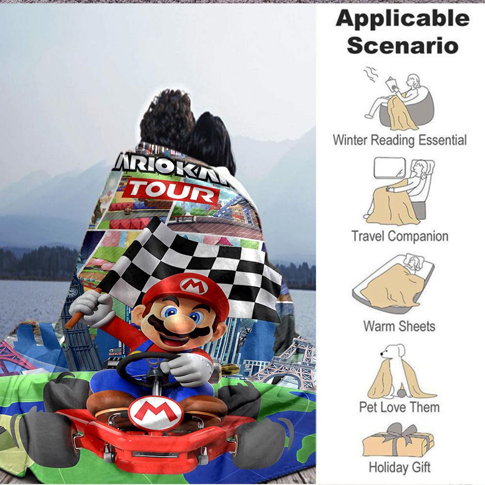 1pc Mario Flannel Blanket, Soft Skin Friendly with Digital Printing, Various Sizes Available for Family, Friends, Birthday