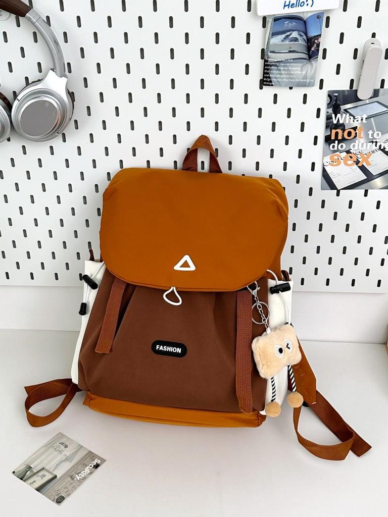 Trendy Cross-Border Color-Block Backpack – Large & Small Sizes for Casual Travel