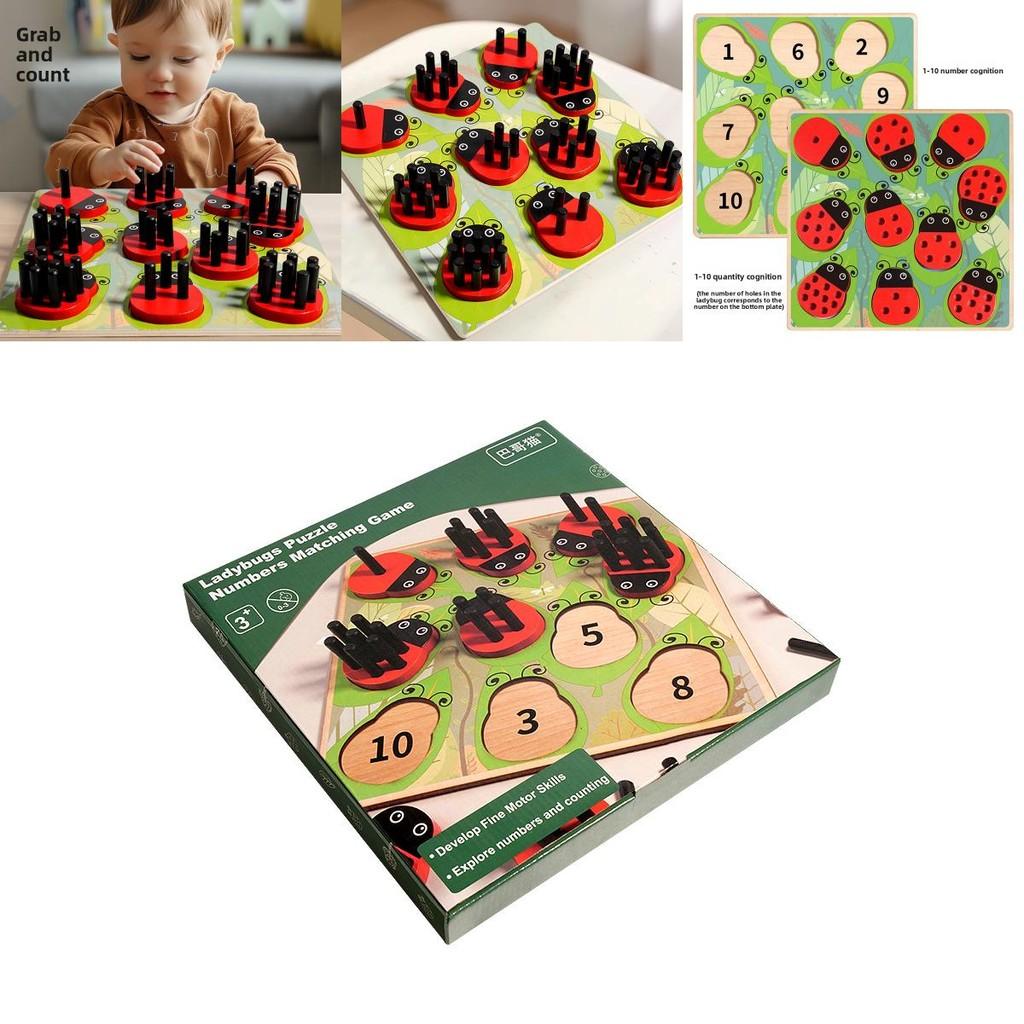 Holz-Insekten-Marienkäfer-Zuordnungsspiel für Kinder Pädagogisch Feinmotorik Gleichgewicht Eltern-Kind-Spiel