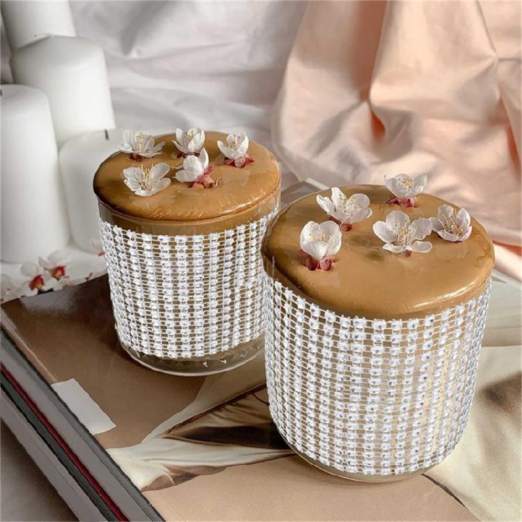 4 Rolls Sparkling Diamond Ribbon for Birthday Christmas and Wedding Decorations, for Cake and Candle Decoration