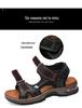 Men's Casual Genuine Leather Open-Toe Beach Sandals with Air Cushion - Lightweight and Plus Size for Outdoor Activities.