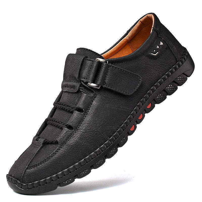 

2024 Новые мужские туфли Doudou Shoes Sleeve Casual Mens Velcro Large Size Medium Age Dad Shoes 38 чёрный