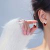 2024 Retro Red Bow Pearl Stud Earrings - Women's Unique Autumn Winter Style