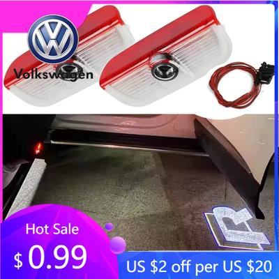 2026 Hot For Volkswagen VW 2Pcs LED Car Door Light for VOLKSWAGEN VW GTI GTD Rline GTE Golf 5 6 7 Touareg Tiguan Arteon Passat