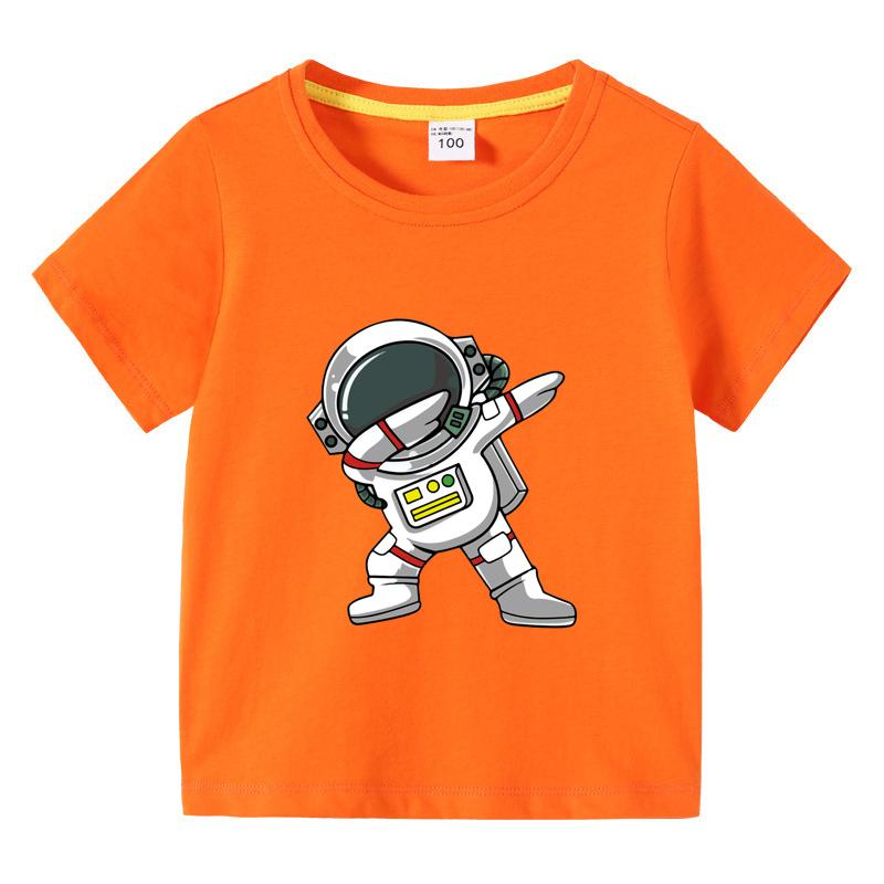 Children's clothing fashion astronaut pattern short sleeved T-shirt, children's boys round neck top T-shirt, children's summer clothes