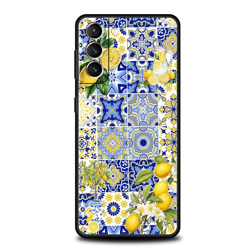 Summer Fruits Lemon Print Soft Phone Case For Samsung Galaxy S25 Edge S24 Plus S23 FE S22 S21 S20 Ultra 5G S10 Protect Cover