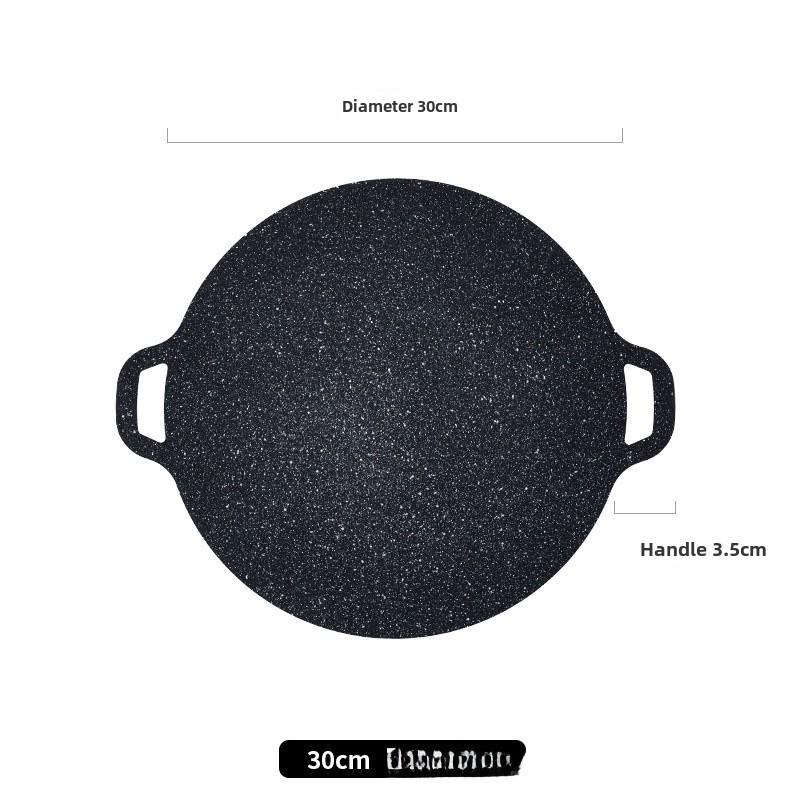 Portable Round Korean BBQ and Omelette Iron Griddle with Double Handles for Outdoor Camping
