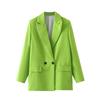 Women Parkas Fashion with Pockets Solid Double Breasted Blazer Vintage Long Sleeves Notched Neck Female Office Lady Outfits