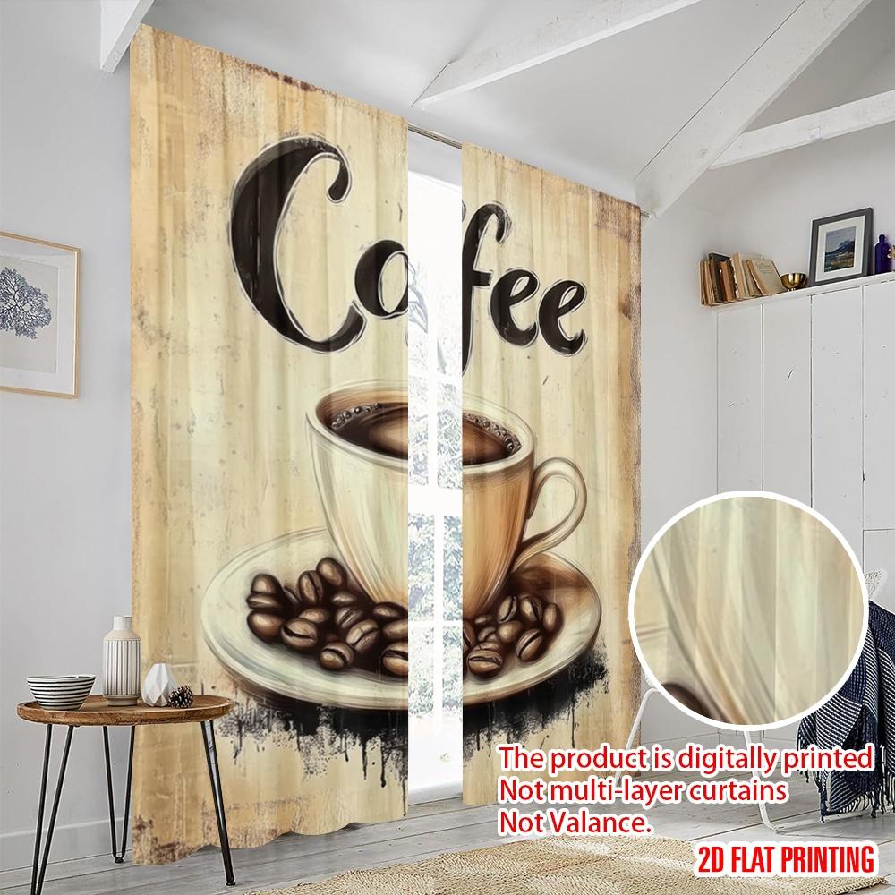 2pcs  2D plane printing Curtains&Window Treatment Morning Brew(1) Polyester Easy Install (without rod) Versatile All Use for