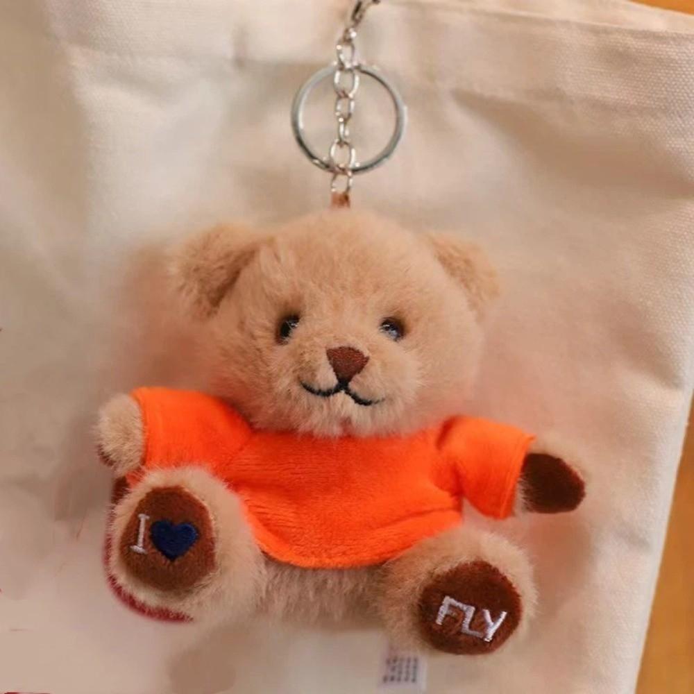 Cute Plush Bear Key Chain Soft Bear Pendant Doll Cartoon Stuffed Bear Key Ring  Students