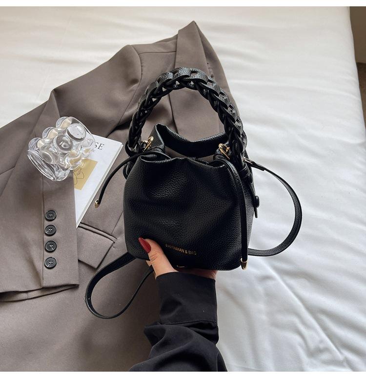 Fashion Korean Version Braided Rope Portable Bucket Bag 2025 Summer New Trendy and Versatile Single Shoulder Crossbody Hand Bag