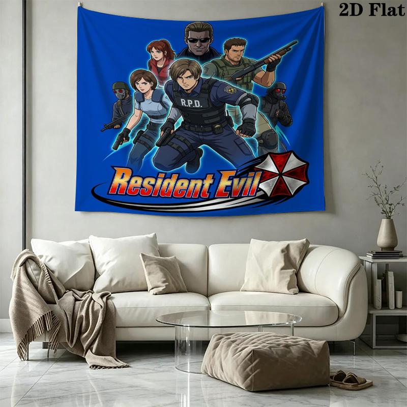 Resident Evil Wall Tapestry Aesthetic Wall Hanging Printed Fabric Blanket Decorative Tapestries For Bedroom Living Room Home Decor