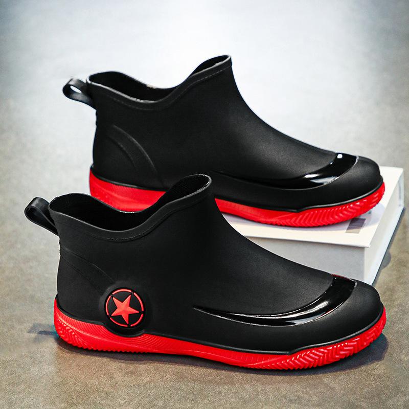 Fashion Fashionable Men's Women's Ankle Rain Boots Men's Non-slip Wear-resistant Waterproof Shoe Work Boots Suitable for Rainy Snowy Day