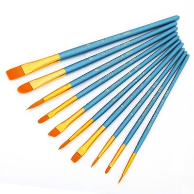 10pcs/set Watercolor Gouache Paint Brushes Round Pointed Tip Nylon Hair Painting Brush Set Supplies