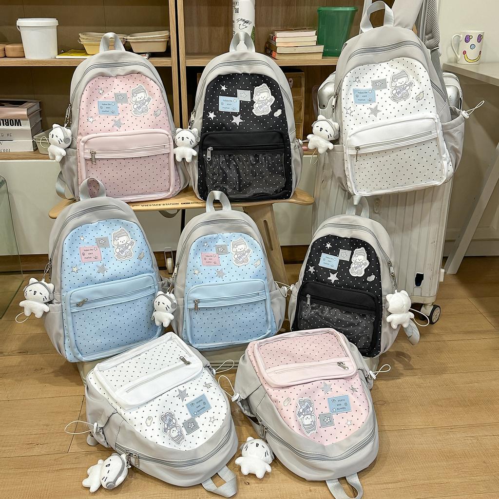 Schoolbag new small fresh schoolbag female cute polka dot niche junior high school student backpack lightweight large capacity class backpack