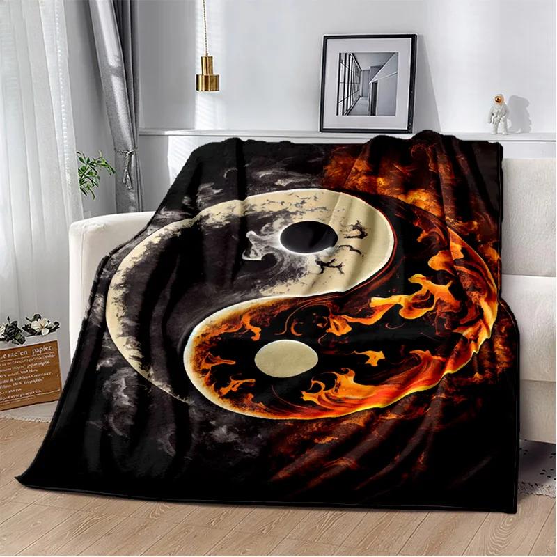 3D Naturalize Yin and Yang Chinese Tai Chi Blanket,Soft Throw Blanket for Home Bedroom Bed Sofa Travel Office Cover Blanket Kids