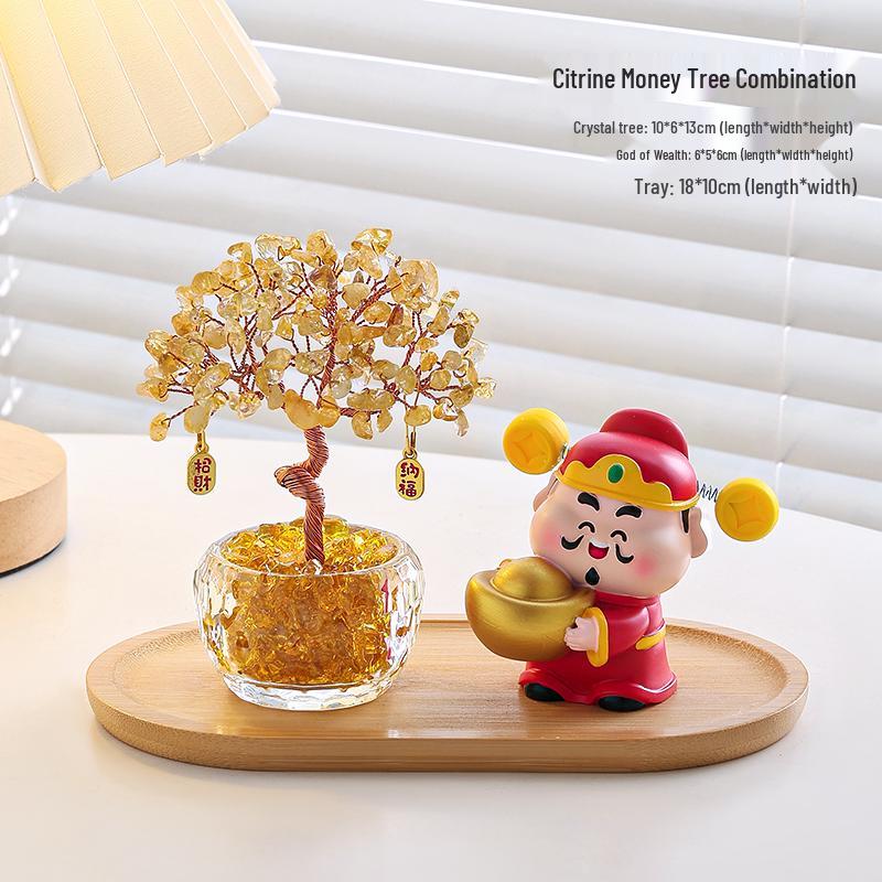 Citrine Money Cat Ornament for Home or Office - Perfect Housewarming or Birthday Gift