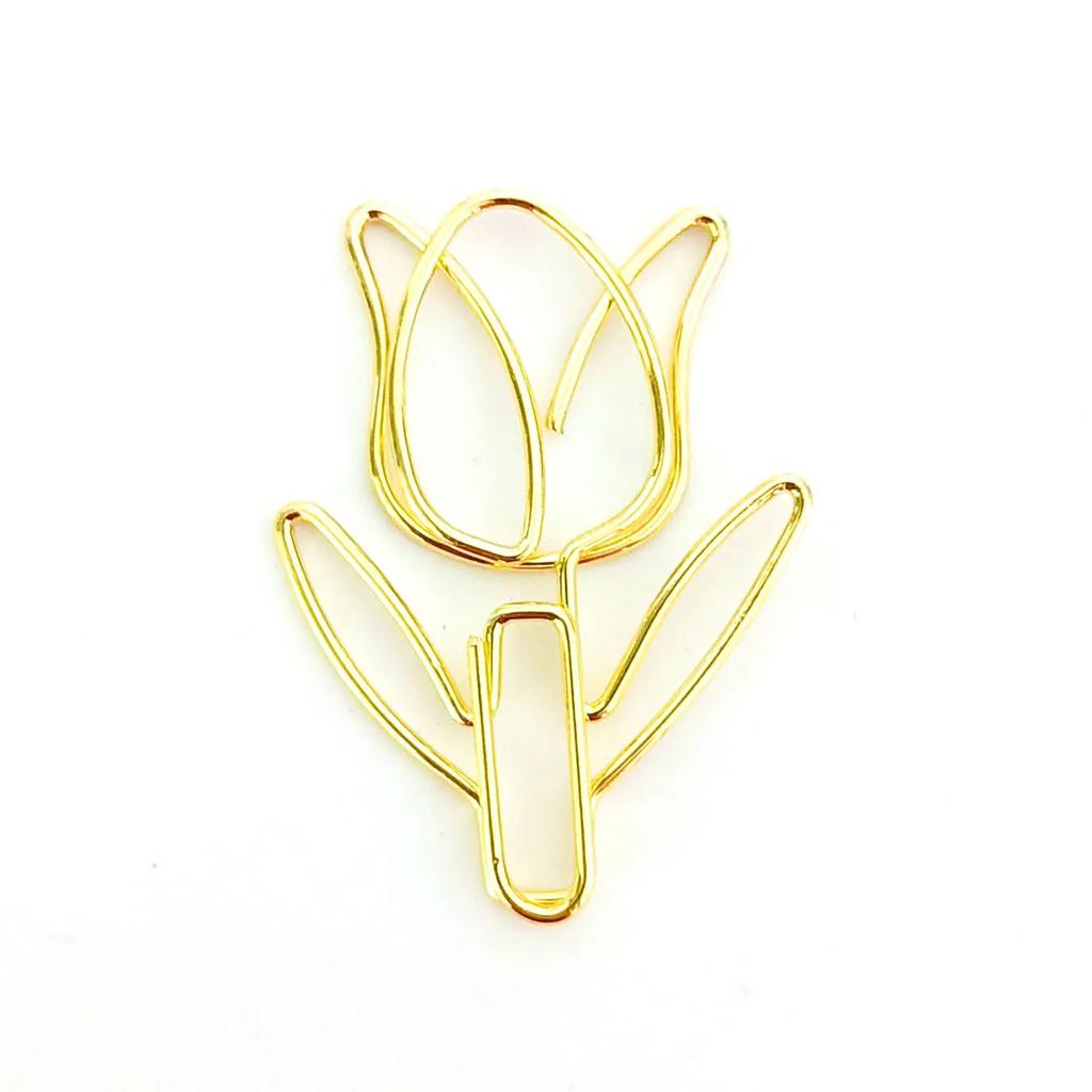 10PC Tulip Paper Clips Kawaii Notebook Planner Bookmarks Korean Stationery Tickets Photo Clips Office Supplies Bookmark Folder
