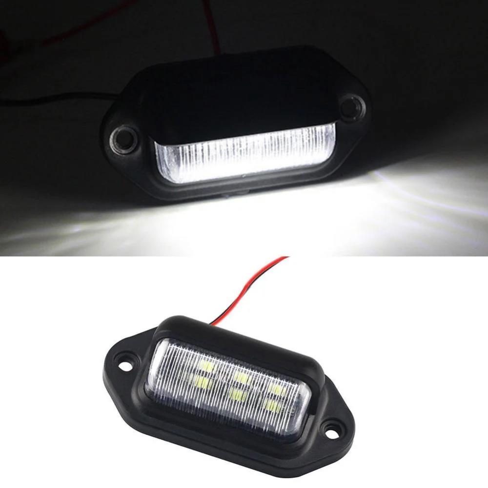 2PCS 6 LED Car License Number Plate Light For SUV Truck Trailer Van Tag Step Lamp White Bulbs Car Products License Plate Lights License Plate Lights